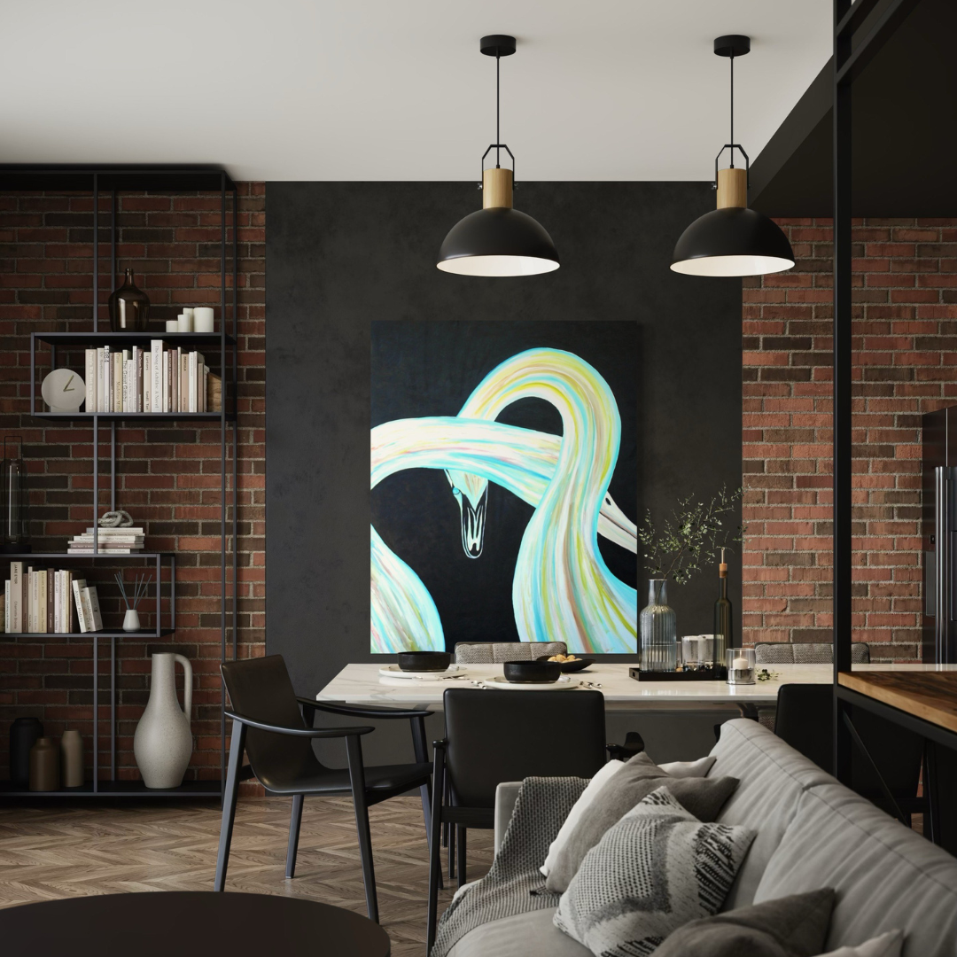 Original abstract fine art painting by Cuban American artist April Paige featuring modern swirl and flow designs.