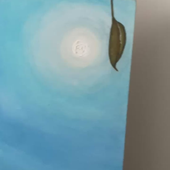 Detailed video of Ascension painting with a signature on a canvas. 